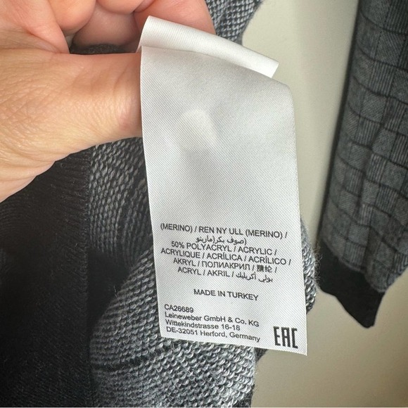 NWT Brax Men's Steffen Quarter Zip Blue Plaid Pullover Sweater Anthracite - Picture 9 of 9